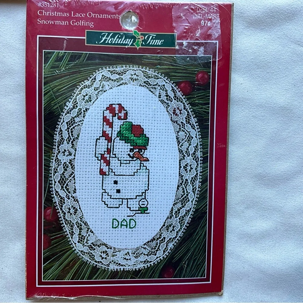Vintage Lot of 5 Christmas Ornament Cross Stitch Kits Holiday Time Janlynn